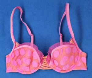 Victoria Secret Underwire Lined Tulle Trim Demi Pink Bra Size 34C #D4369 - Picture 1 of 4