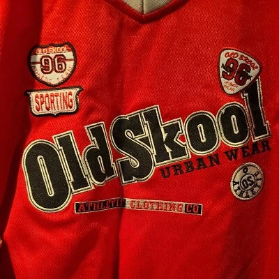 Old Skool Shirt Mens Medium Red Urban Wear Short Sleeve V Neck Clothing - Image 1 of 4