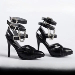 Fashion 1:6 Scale Black High Heels Shoes 12" Female Figure Body Decor Soldiers - Picture 1 of 6