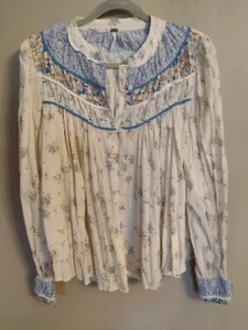 Free People Button Down Flower Blouse Small - Picture 1 of 4