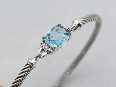 Pulsera David Yurman Petite Wheaton Topacio Azul y Diamantes Talla Pequeña Foto 1 de 4