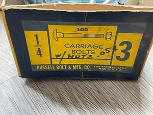 RB Russell Bolt Carriage Bolts Screws Coarse Zinc Plated 1/4 X 3 *QTY 56* - Picture 1 of 4
