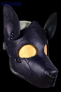 Leder Welpenmaske, Cosplay Hundekopf, Maske, Welpenspielparty, verstellbar, Welpenspiel - Bild 1 von 16