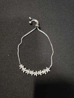 Pulsera ajustable de plata de ley 925 con circonita cúbica tachonada estrella pez nueva sin etiquetas Foto 1 de 2