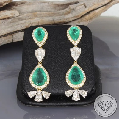 Wert 7650 € Brillant Diamant Smaragd Ohrringe 750 18 Karat Gelb Gold xxyy - Bild 1 von 4