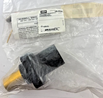 HUBBELL HBLMRBK (2XB65) TERMINAL DE TORNILLO RECEPTÁCULO MACHO DE UN SOLO POLO, NEGRO Foto 1 de 4