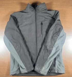 Tumi Dark Gray Black Panels Fleece Lined Coat Jacket Mens Medium Full Zip Pocket - Picture 1 of 2