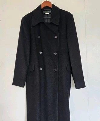 Abrigo Harve Benard vintage para mujer 16 largo negro lana años 90 gótico retro dinero antiguo Foto 1 de 4