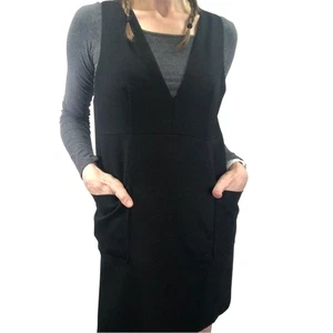 Boden Women’s Dress Jumper Size 4 Black V Neck Shift Minimal Lagenlook Capsule - Picture 1 of 16