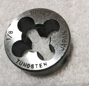 1/8"-27 NPT 1" ROUND TUNGSTEN STEEL PIPE DIE MADE IN JAPAN - Picture 1 of 3