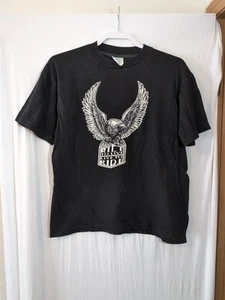*Distressed* Vtg L Ride To Live Eagle Theme Black T-Shirt Single Stitch - Picture 1 of 4