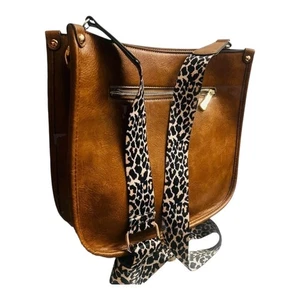 Crossbody Bag Purse Brown Leopard Print Strap Adjustable Shoulder Bag - Picture 1 of 12