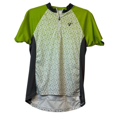 Camiseta deportiva de ciclismo Bontrager con estampado de palma verde lima gris manga corta # Foto 1 de 4