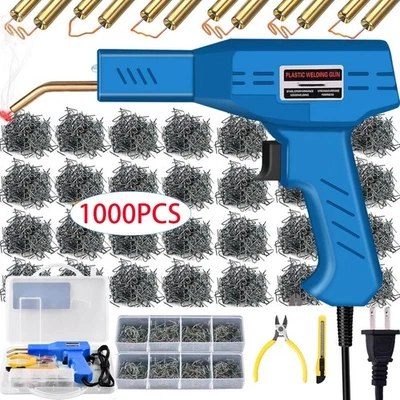 Hot Stapler Car Bumper Fender Welder Gun Plastic Repair Kit 1000 Staples New - Image 1 of 4