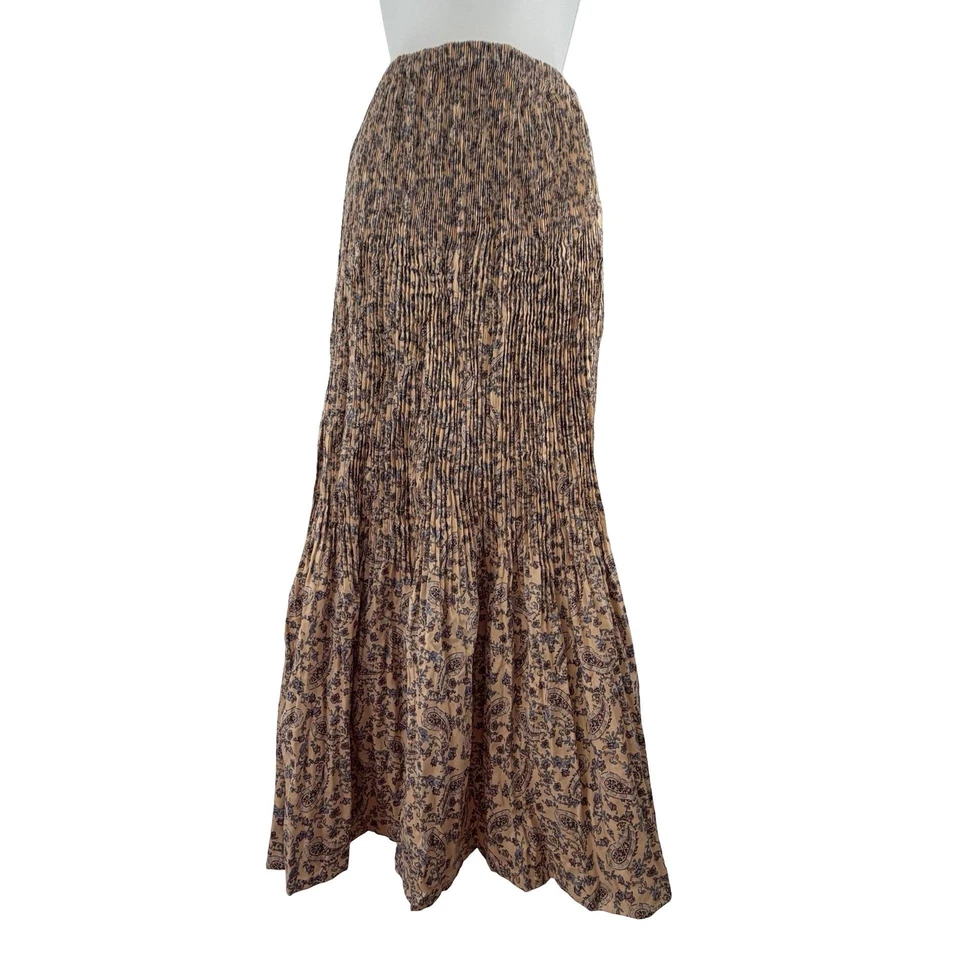 Falda Larga Uniqlo Ines de la Fressange Twist Plisada Mujer Pequeña Beige Paisley Foto 1 de 4