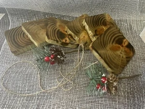 Beautiful Wooden Coaster Set~Rustic Farmhouse Country Home Decor~Keep Or Gift! - Picture 1 of 7