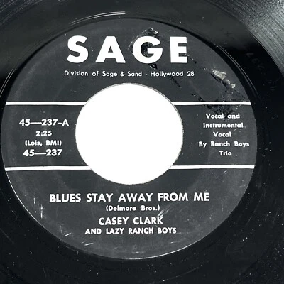Rare Detroit Country 45 - Casey Clark & Lazy Ranch Boys Blues Stay Away.. Sage Foto 1 de 4