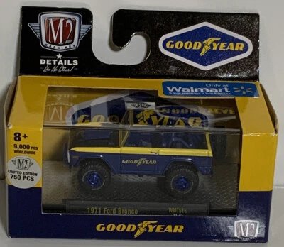 M2 1/64 Machines 1971 Ford Bronco Goodyear Walmart Exclusive CHASE 750 - Image 1 of 4