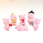 6 Pcs Pig Miniature Figurines Plant Pot Decorations Pig Action Figure Doll Toy