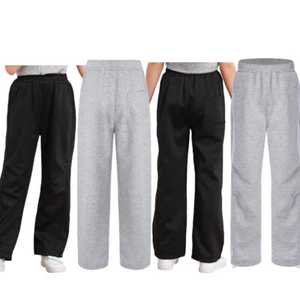 Unisex Kids Pants Hem Sweatpants Fitness Trousers Cotton Drawstring Performance - Picture 1 of 32