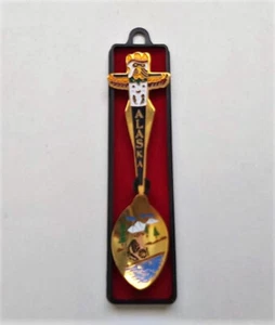Souvenir Metal Spoon ALASKA Richly Ornamented with Multicolor Pattern - Picture 1 of 9