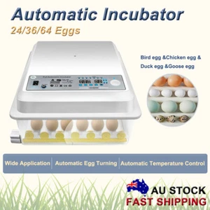 24/36/64 Egg Incubator Fully Automatic Egg Turning Hatcher Quail Chicken Duck AU - Picture 1 of 17