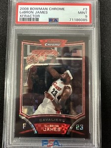 LEBRON JAMES 2008 BOWMAN CHROME #3 XFRACTOR REFRACTOR PARALLEL 181/299 PSA 9