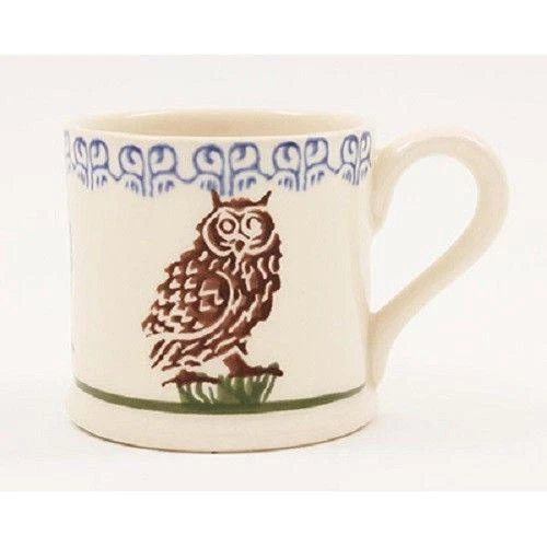 BRIXTON POTTERY NEW HANDMADE 250ml POTTERY MUG - Owl on a Stump - Image 1 of 1