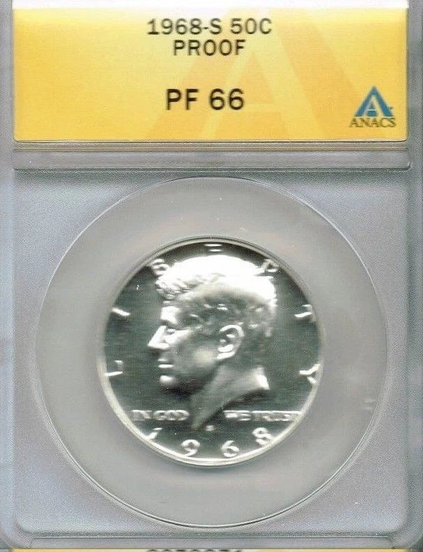 1968-S 50C Proof Kennedy Half Dollar ANACS PF 66 - Image 1 of 2
