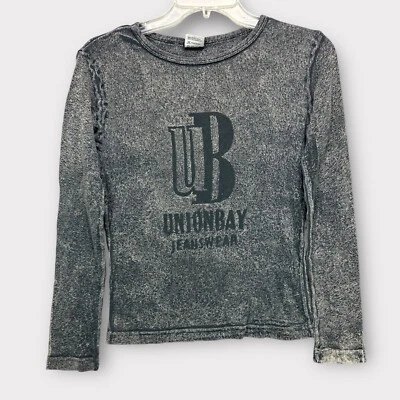 Camisa De Colección Unionbay Y2K Años 90 Gris Acanalada Manga Larga Talla M Se Ajusta a Pequeña HECHA EN EE. UU. Foto 1 de 4