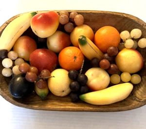 Vintage Assorted Wax Faux Fruit 23 Pieces 1950's Era  Bowl Not Included - Picture 1 of 8