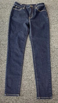 Pantalones de mezclilla Jag para mujer 30x30 azul ajustados elásticos tiro alto cremallera lavado oscuro Foto 1 de 4