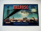 Beautiful Vintage "Create Label" for "Melrose Blackberries" w/ S.F. Ferries *