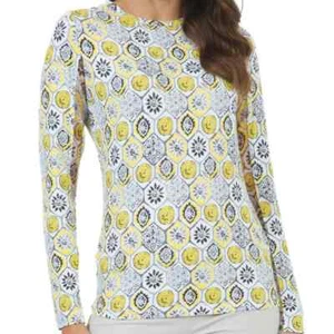 NWT Ladies IBKUL TERRA YELLOW CHARCOAL Long Sleeve Crew Neck Shirt Size XXL - Picture 1 of 1