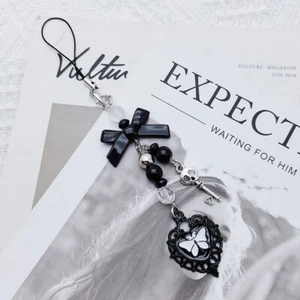 Fashion Hollow Phone Pendant Cool Sweet Chain Charms DIY Cute Black Pendants_Y - Zdjęcie 1 z 5