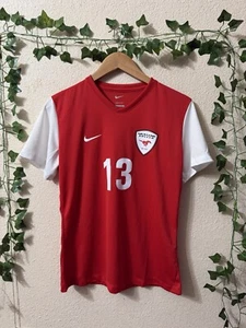VTG Nike Red SMU Mustang Soccer Dri-Fit Short Sleeve Jersey T-Shirt Medium Y2K - Picture 1 of 7