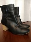 Toms Women Black Soft Faux Leather Zip Ankle Booties 2 1 2 Heel Boots Size 6 W