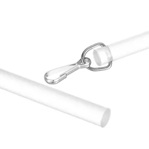 12" Acrylic Drapery Wand, Universal Curtain Pull Rod with Snap Hook, Clear - Picture 1 of 6