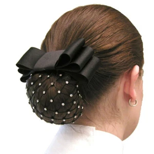  RHINESTONE DIAMOND ENGLISH RIDING SHOW HAIR BOW BLACK NWT - Picture 1 of 1