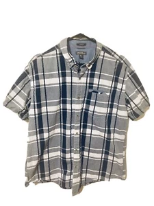 Eddie Bauer Men’s  Plaid Button Up Shirt Short Sleeve Blue Gray White Cotton L - Picture 1 of 8