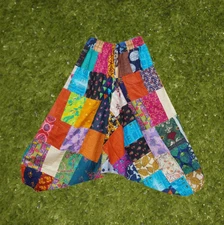 Boho Patchwork Pants, Colorful Hippie Cotton Bahama Babe Harem Baggy Pant S/M/L