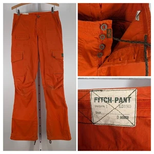 Vintage 90s Y2K A&F Fitch-Pant Cargo Pants Women's 2 Orange Parachute Low Rise - Picture 1 of 12