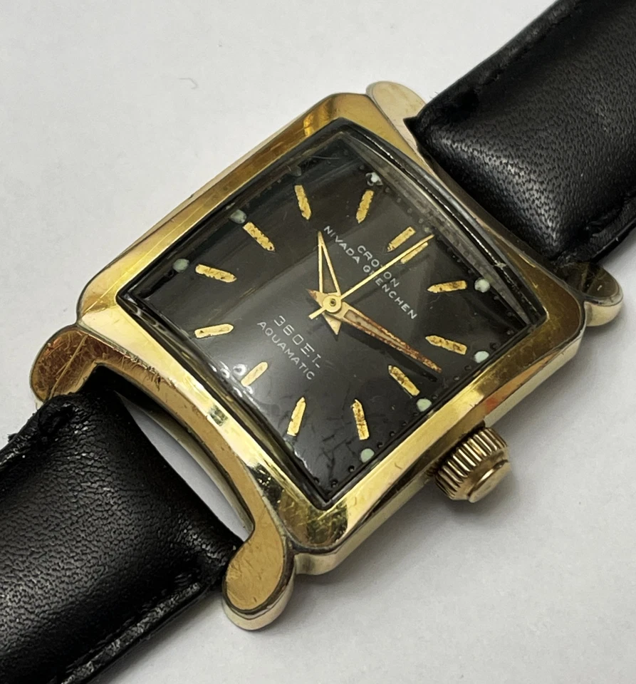 Vintage CROTON NIVADA GRENCHEN AQUAMATIC 360EL Black Dial Men’s Watch - Image 1 of 4