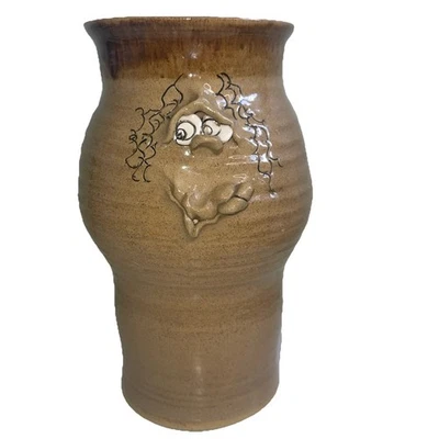 Vintage Pretty Ugly Pottery Funny Face Vase Glazed Made In Wales stamped VGC - Image 1 of 4