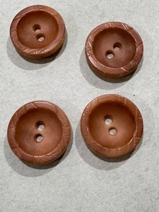 Vintage Tagua Nut Carved Brown Rimmed 2 Hole Button Set of 4 / 18mm - Bild 1 von 8
