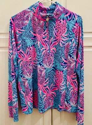 Lilly Pulitzer Sherida Pineapple Print Luxletic Top - Women's Size L - Image 1 of 4