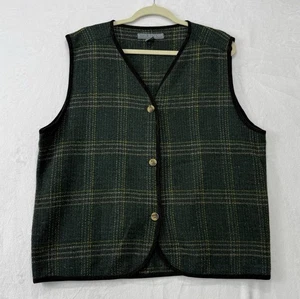 Vintage Upper West Side Wolle Baumwollmischung grün kariert Weste Größe Large - Bild 1 von 7