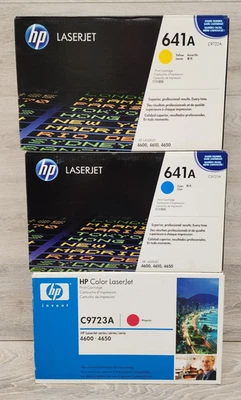 Genuine OEM HP 641A Cyan Magenta Yellow Toner Cartridges C9723A Sealed Lot - Image 1 of 4