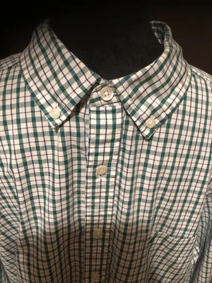 Camisa social masculina manga longa verde náutica azul marinho branca xadrez Gingham com botões GG - Imagem 1 de 4