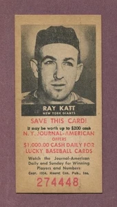 1954 NEW YORK JOURNAL AMERICAN RAY KATT NEW YORK GIANTS HOME SCHEDULE - EX-MT+ - Picture 1 of 2